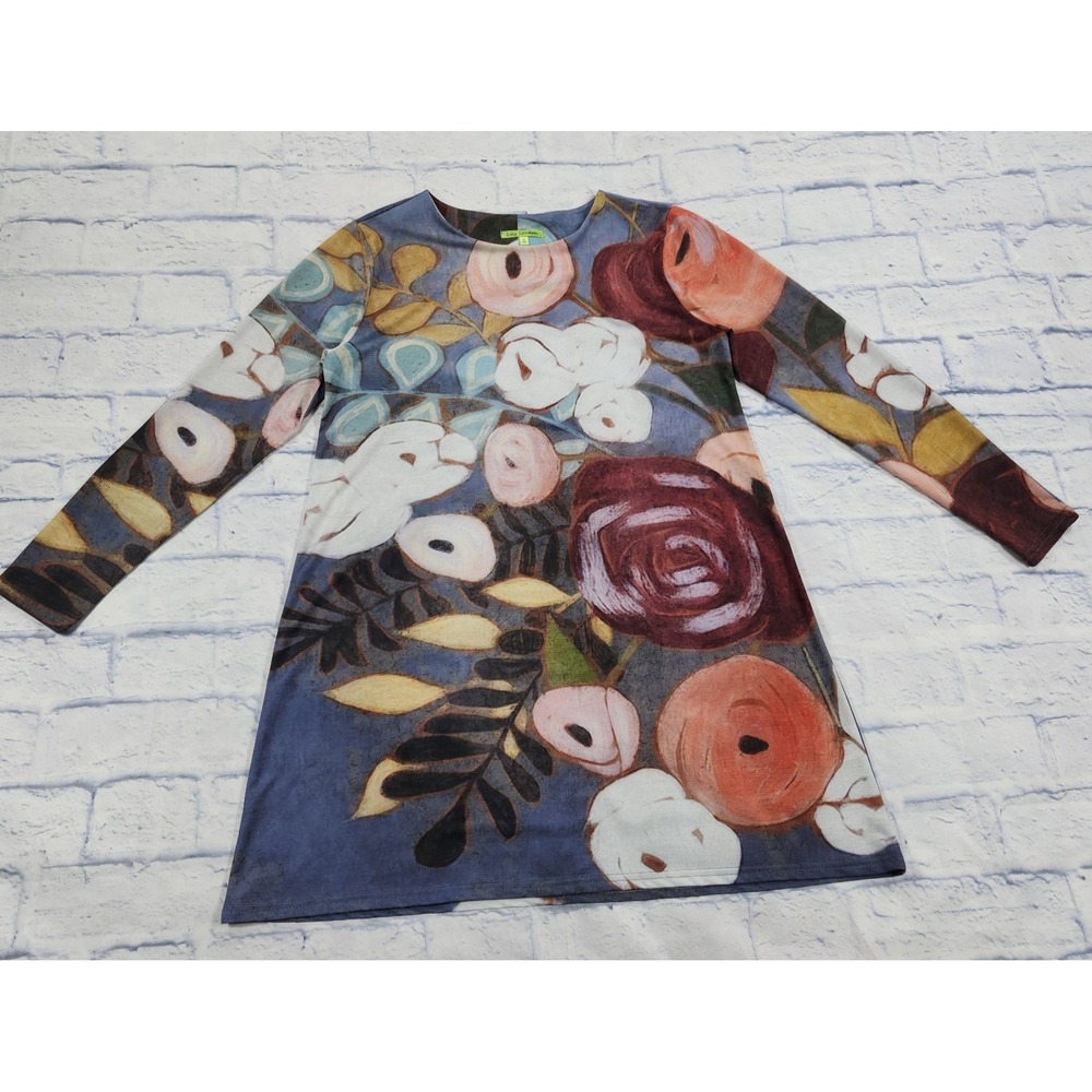 Lily London WOMENS SIZE S Lagenlook Artsy Floral Tunic Dress Cottagecore Boho